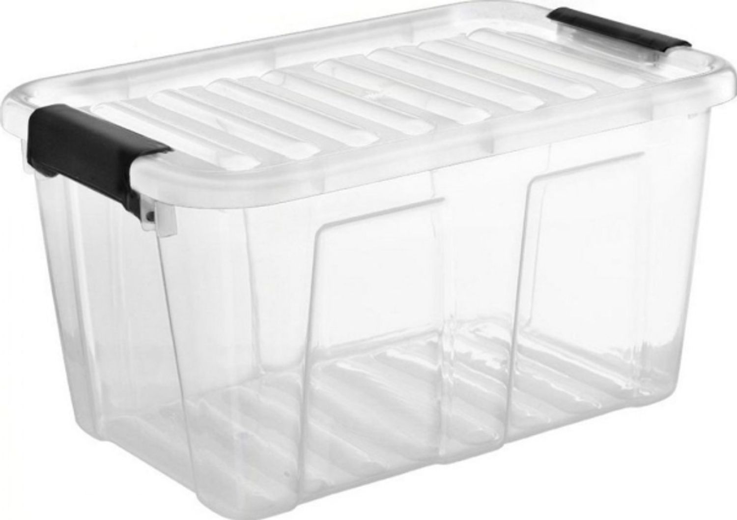 plast team Aufbewahrungsbox HOME BOX 30 Liter transparent Box mit Deckel Material: PP mit schwarzen Clipver - 1 Stück (22320803) Bild 1