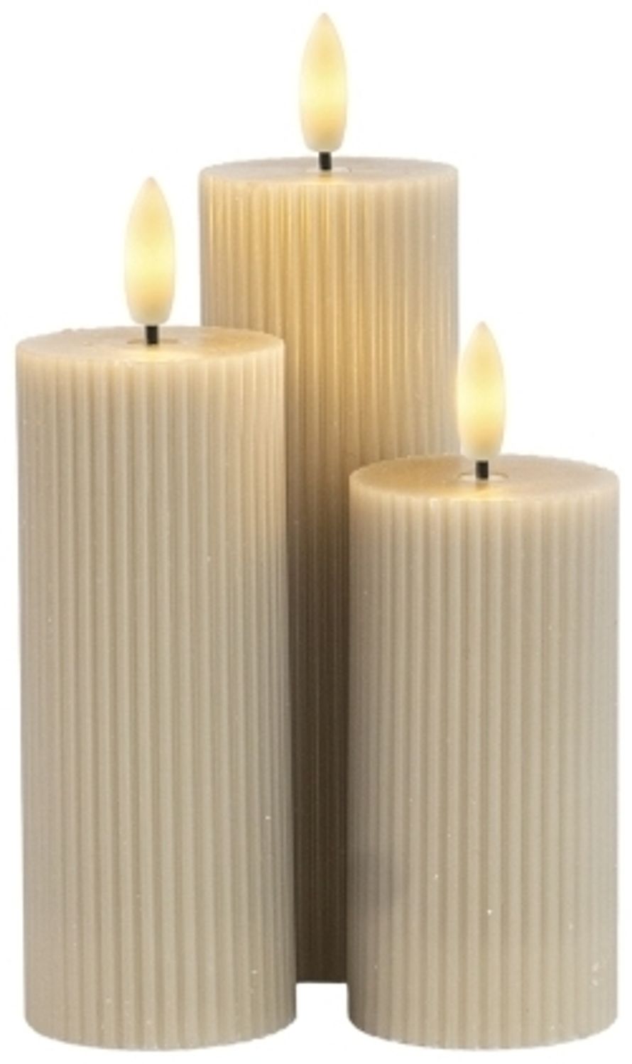Sirius Smilla wiederaufladbares Blockkerzen-Set Ø 5 cm - grau - 3 Stk Bild 1