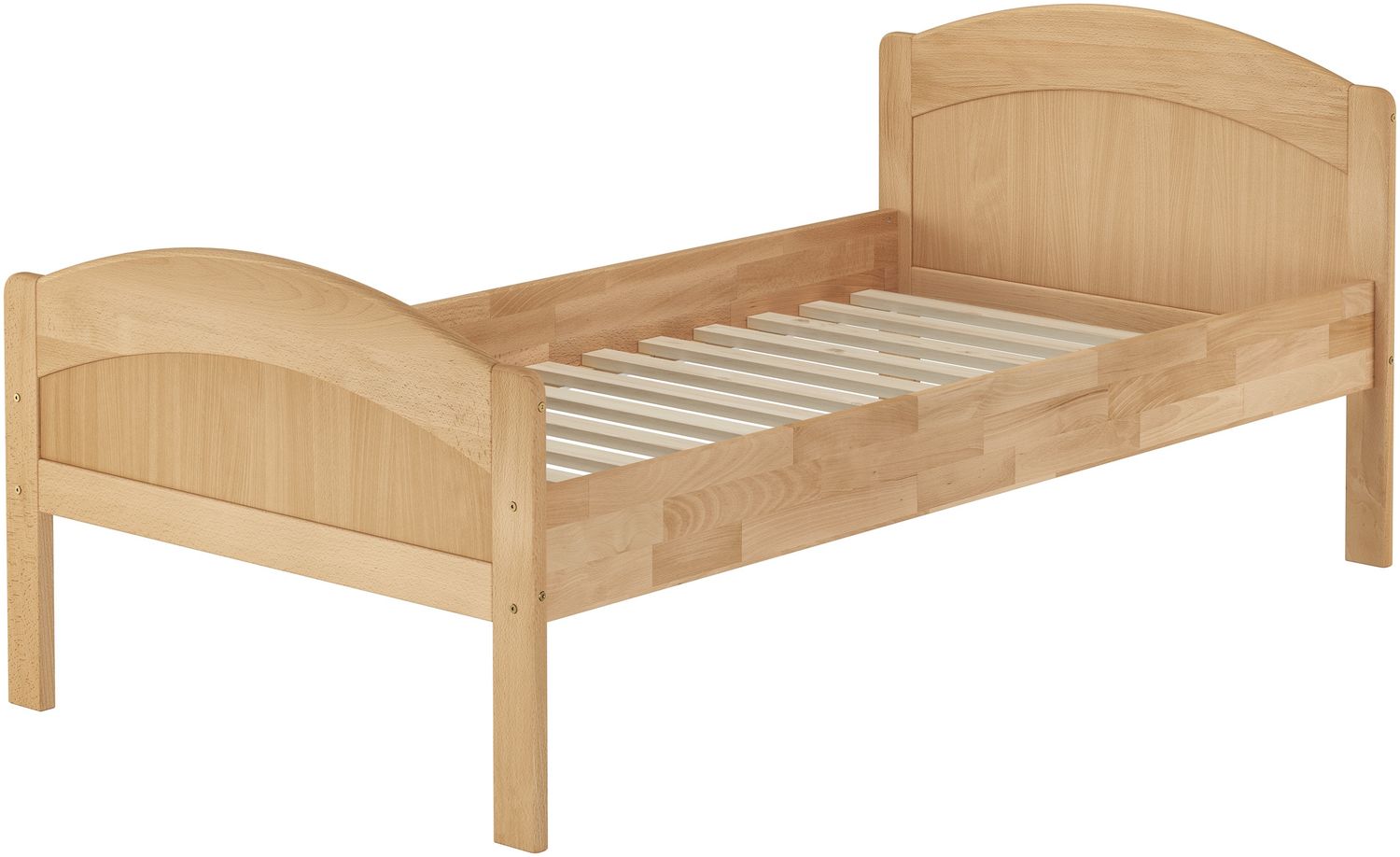 Überlanges Holzbett mit hoher Sitzkante Buche natur 90x220 Zubehör wählbar V-60.75-09-220Rollrost inkl. Bild 1