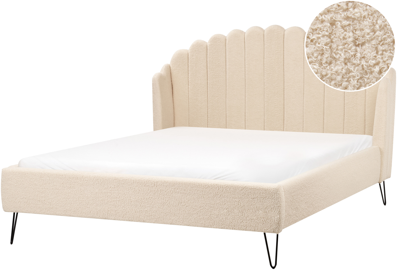Bett mit Lattenrost Bouclé AMBILLOU 160 x 200 cm Beige Bild 1