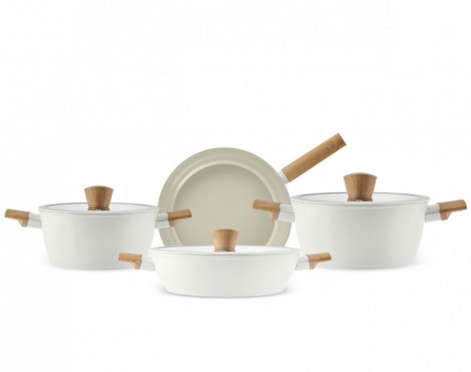 Karaca Pfannen-Set Karaca Swiss Crystal Almond Cream Induktionsfähiges 7-teiliges Set Bild 1