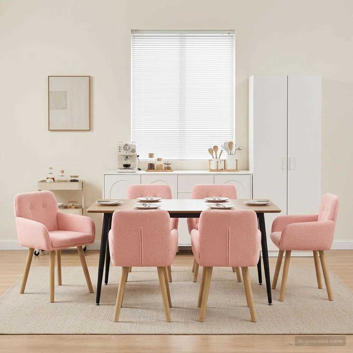 vidaXL Esszimmerstühle 6 pcs Bouclé Rosa 59 x 57 x 85 cm 3428279 Bild 1