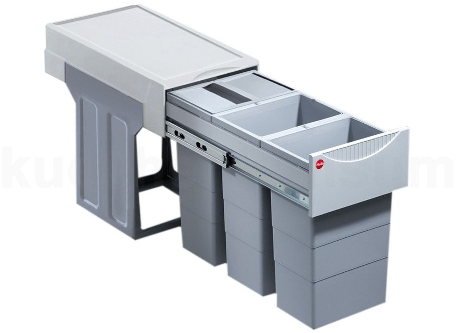 Hailo 'Swing Terzett' Einbaumülleimer für Schränke ab 300 mm Breite mit Drehtür, 30 (3x10) Liter, Grau Bild 1