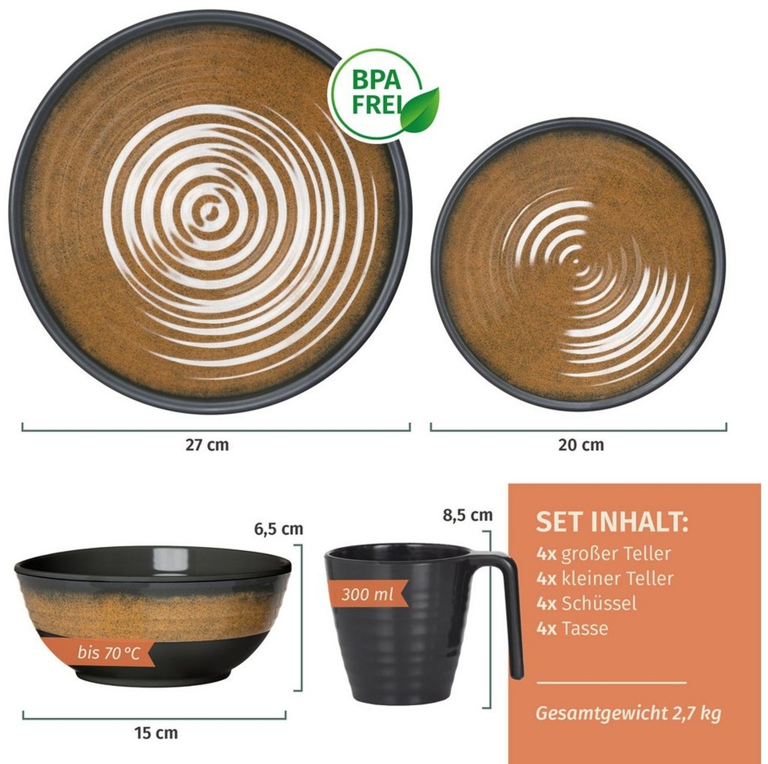 Moritz Geschirr-Set Camping Geschirr Stone Curry Geschirr 16 tlg. Bild 1