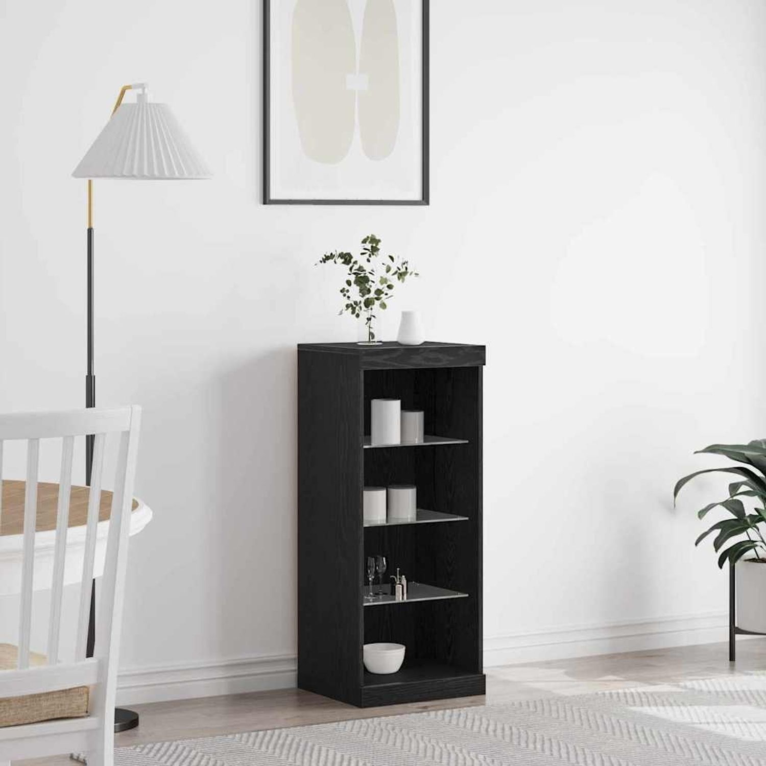 vidaXL LED-Sideboard Schwarz Eichen-Optik 41 x 37 x 100 cm 863056 Bild 1