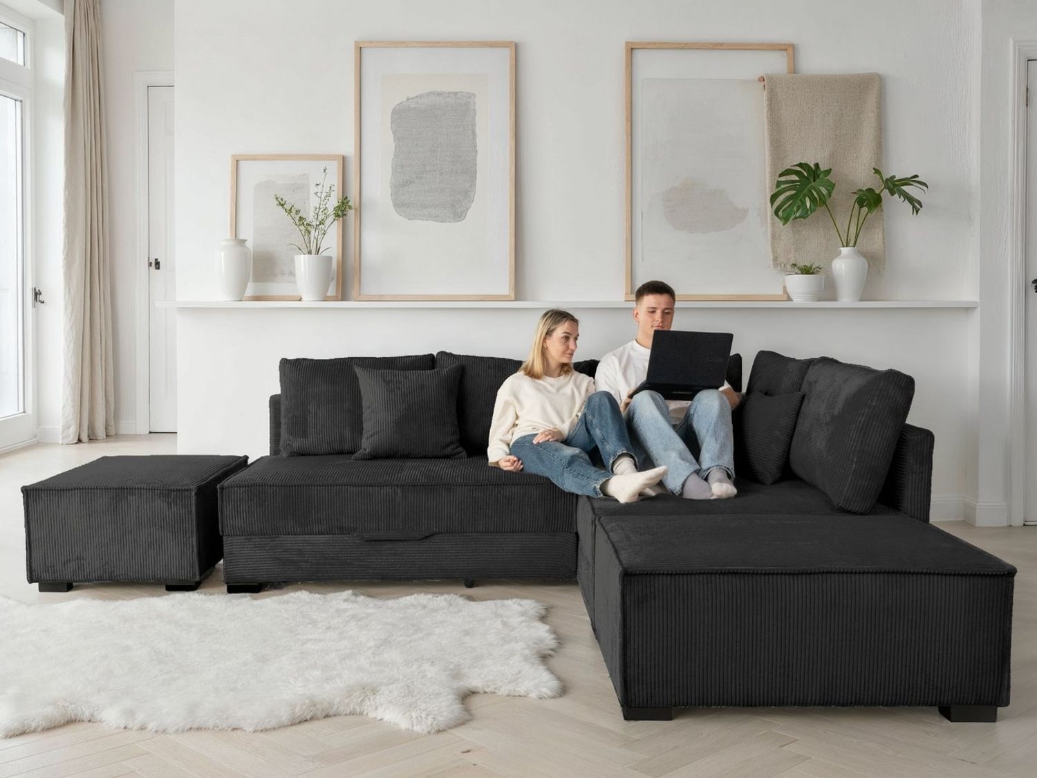 Home affaire Ecksofa Night & Day L-Form, B: 316 cm mit Dauer-Schlaffunktion 180x200 cm, Set: Sofa & Hocker, Bettfunktion, Bettkasten & Kissen, Boxspringbett Bild 1