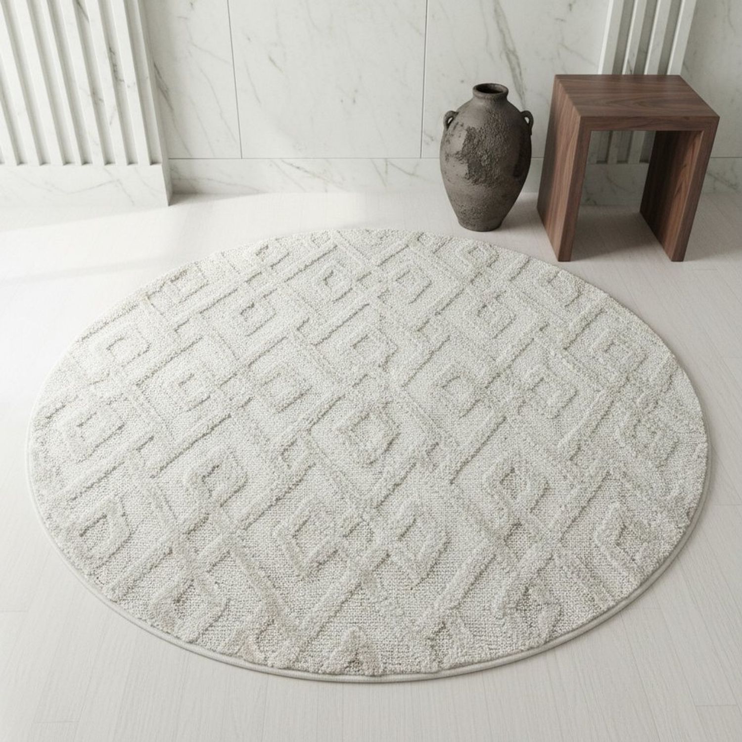 KADIMA DESIGN Teppich EISACK Hoch-Tief 3D-Effekt Wohnzimmer Schlafzimmer Waschbar, Rund, Höhe: 22 mm, 80x80 cm, Wohnzimmerteppich Strapazierfähig Waschbar Bild 1
