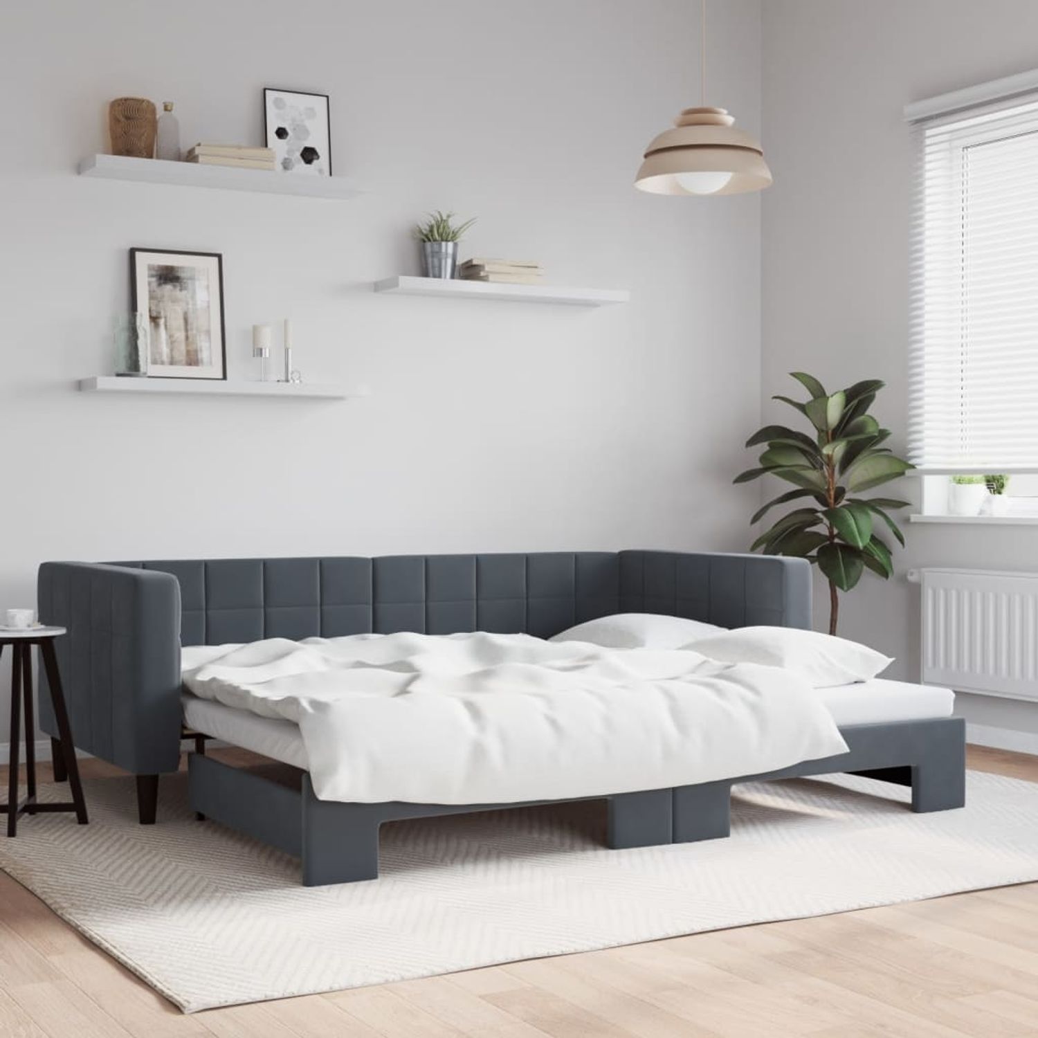 vidaXL Tagesbett Ausziehbar Dunkelgrau 90x200 cm Samt 3196692 Bild 1