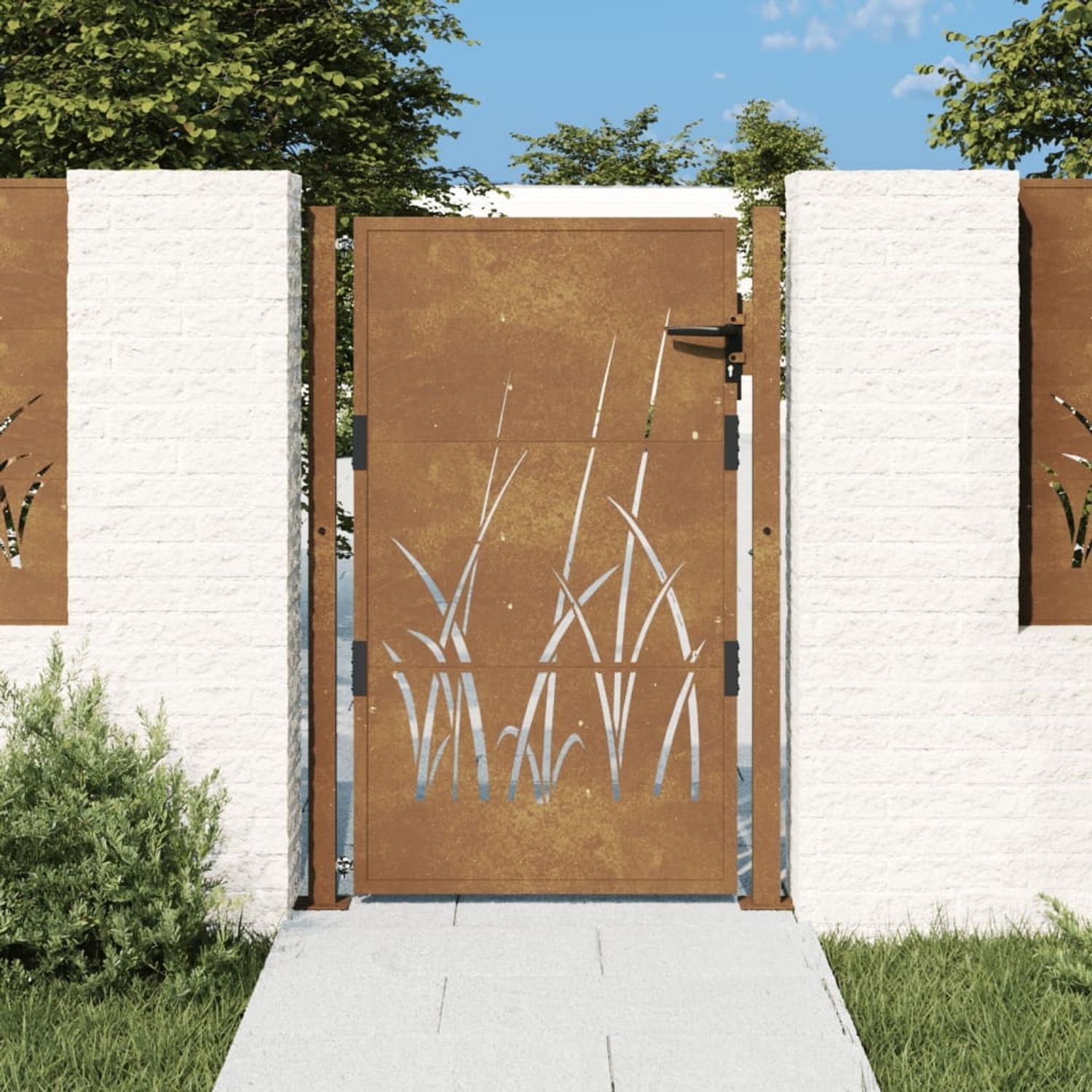 vidaXL Gartentor 100x125 cm Cortenstahl Gras-Design 153174 Bild 1