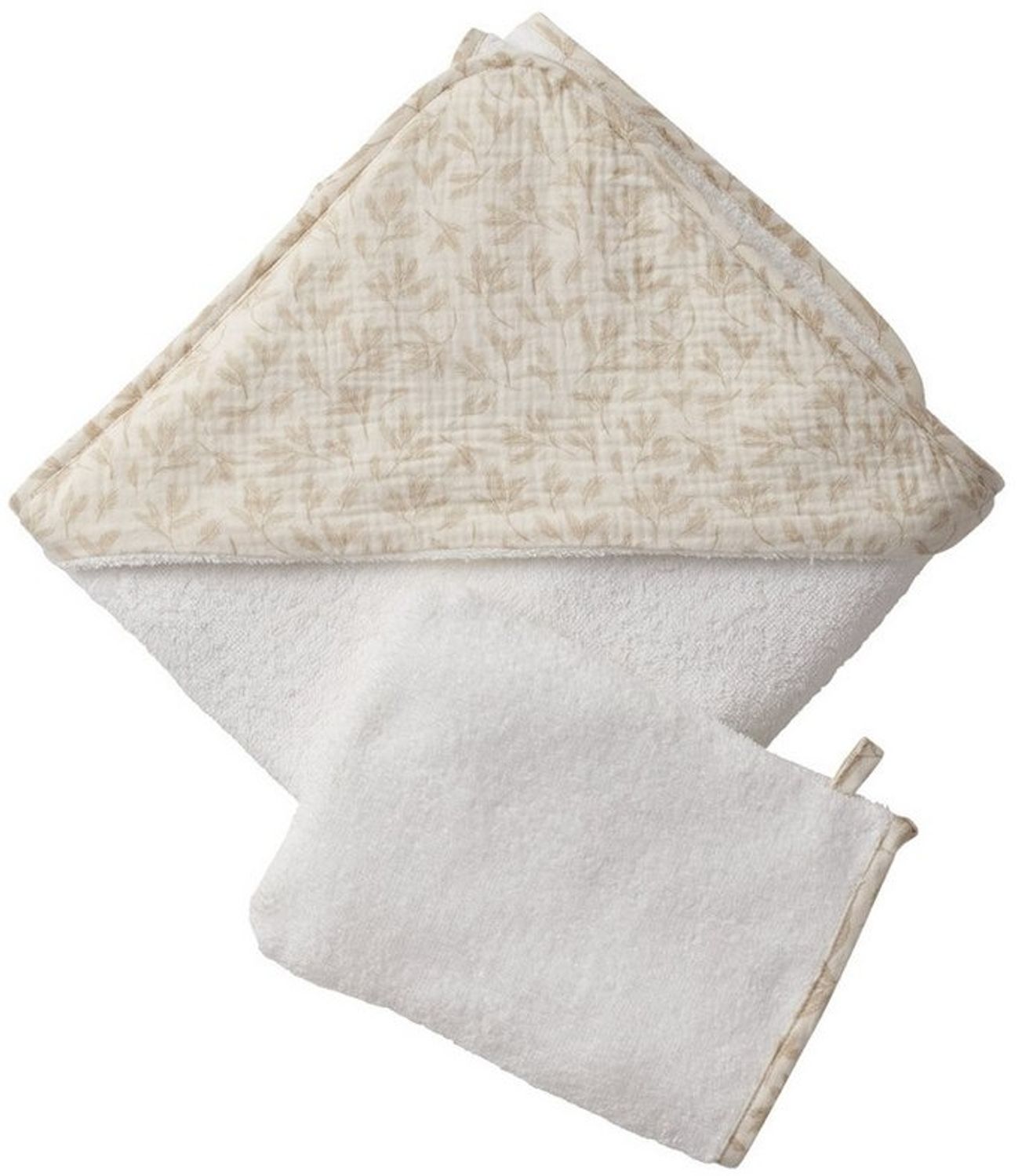 vertbaudet Kapuzenhandtuch Baby Geschenk-Set: Badetuch & Waschhandschuh HYGGE Bild 1