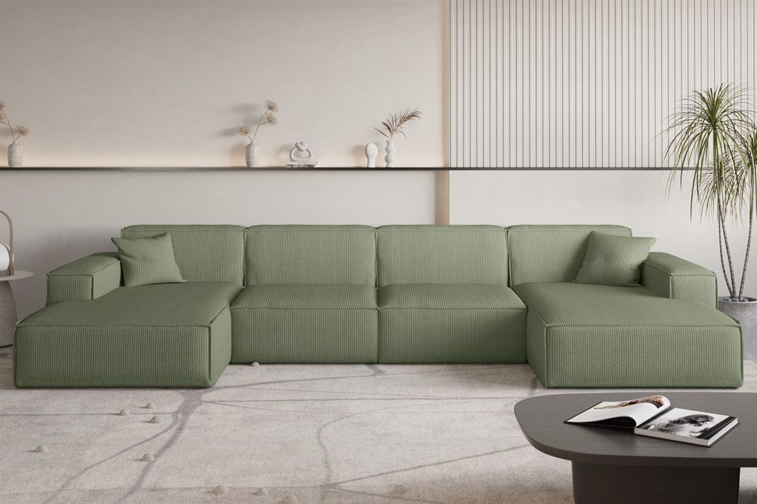 Wohnlandschaft Sofa U-Form CELES PREMIUM in Stoff Scala Forest Bild 1