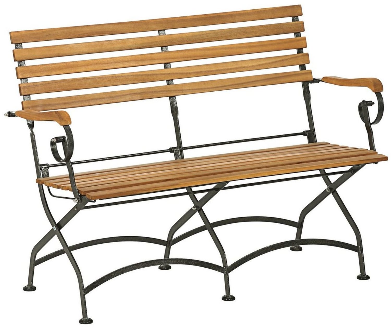 Dehner Klappbank Tegernsee, 2-Sitzer, ca. 124 x 88 x 57 cm, FSC Akazienholz/Stahl, natur Bild 1
