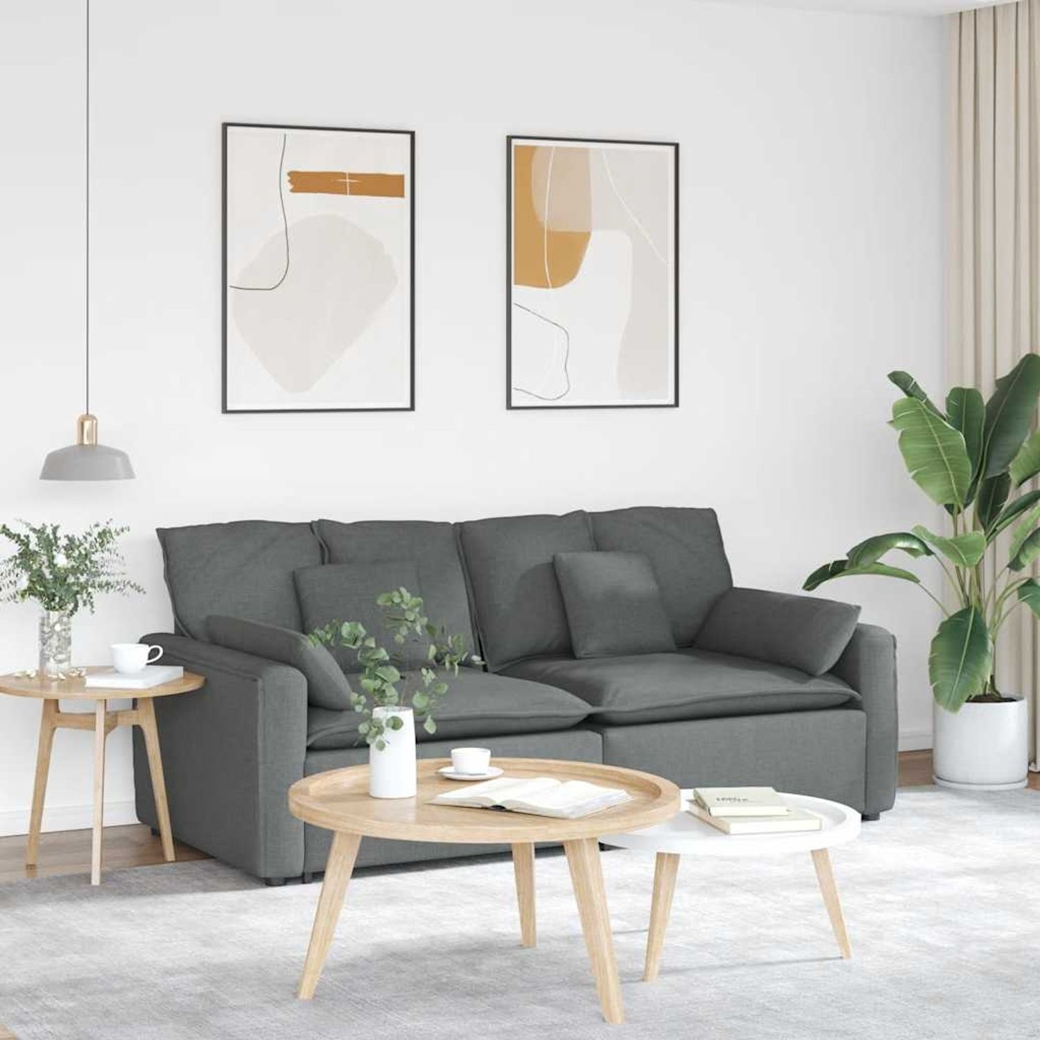 vidaXL Modulares Sofa mit Kissen Dunkelgrau 3321118 Bild 1