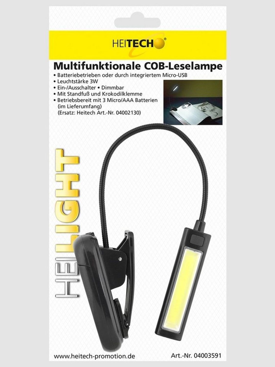 HEITECH LED Leselampe Multifunktionale COB-Leselampe Mit Standfuß Bild 1