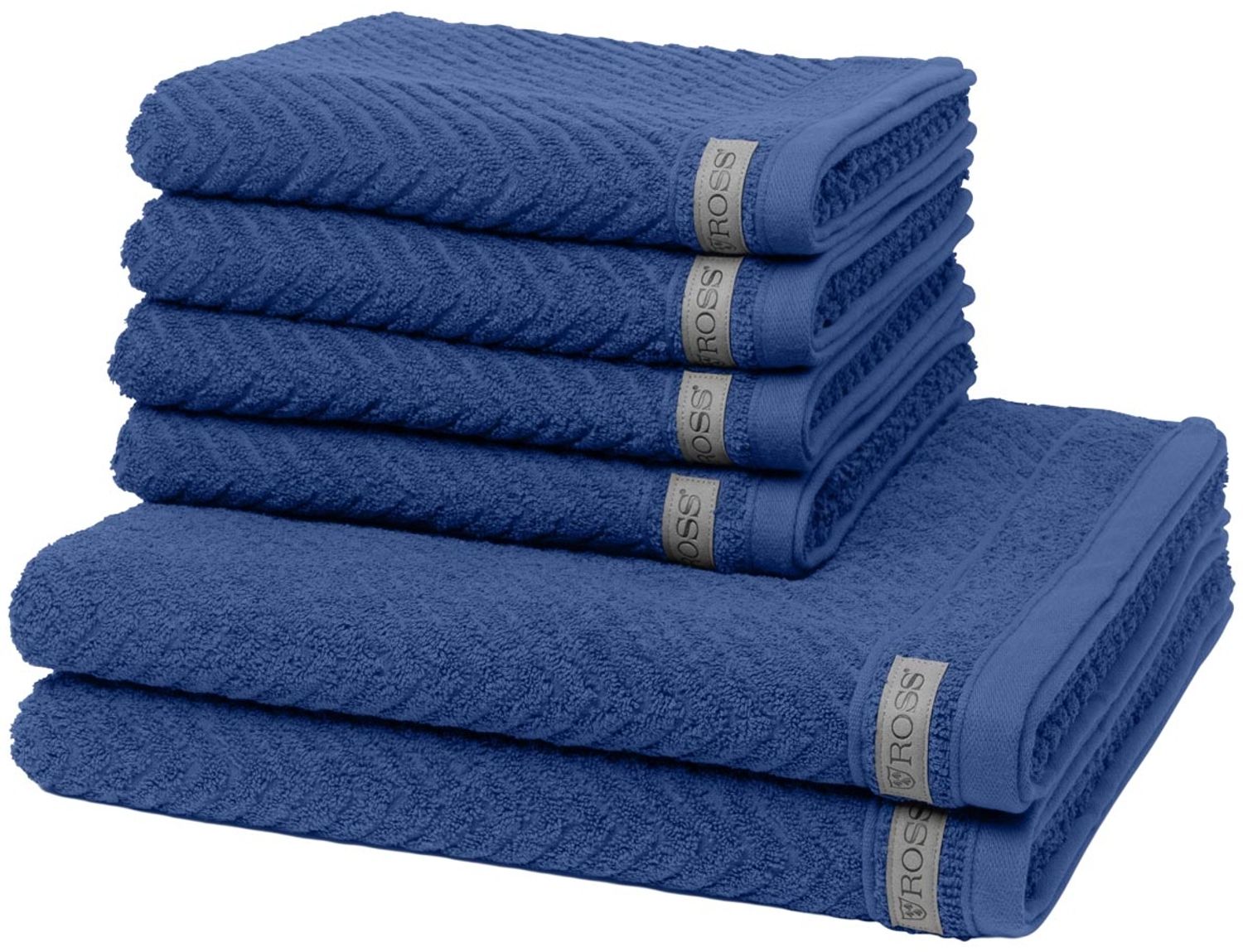 Ross Smart 6 tlg. Frottier-Set - 4 X Handtuch (50 X 100cm), 2 X Duschtuch (70 X 140cm) - 520 g/m2 - Royalblau Bild 1