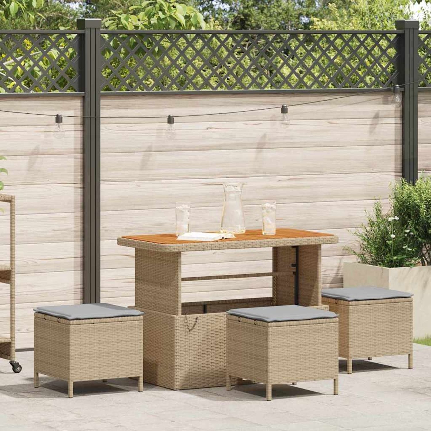 vidaXL Garten Essgruppe Beige Poly-Rattan 42007924 Bild 1