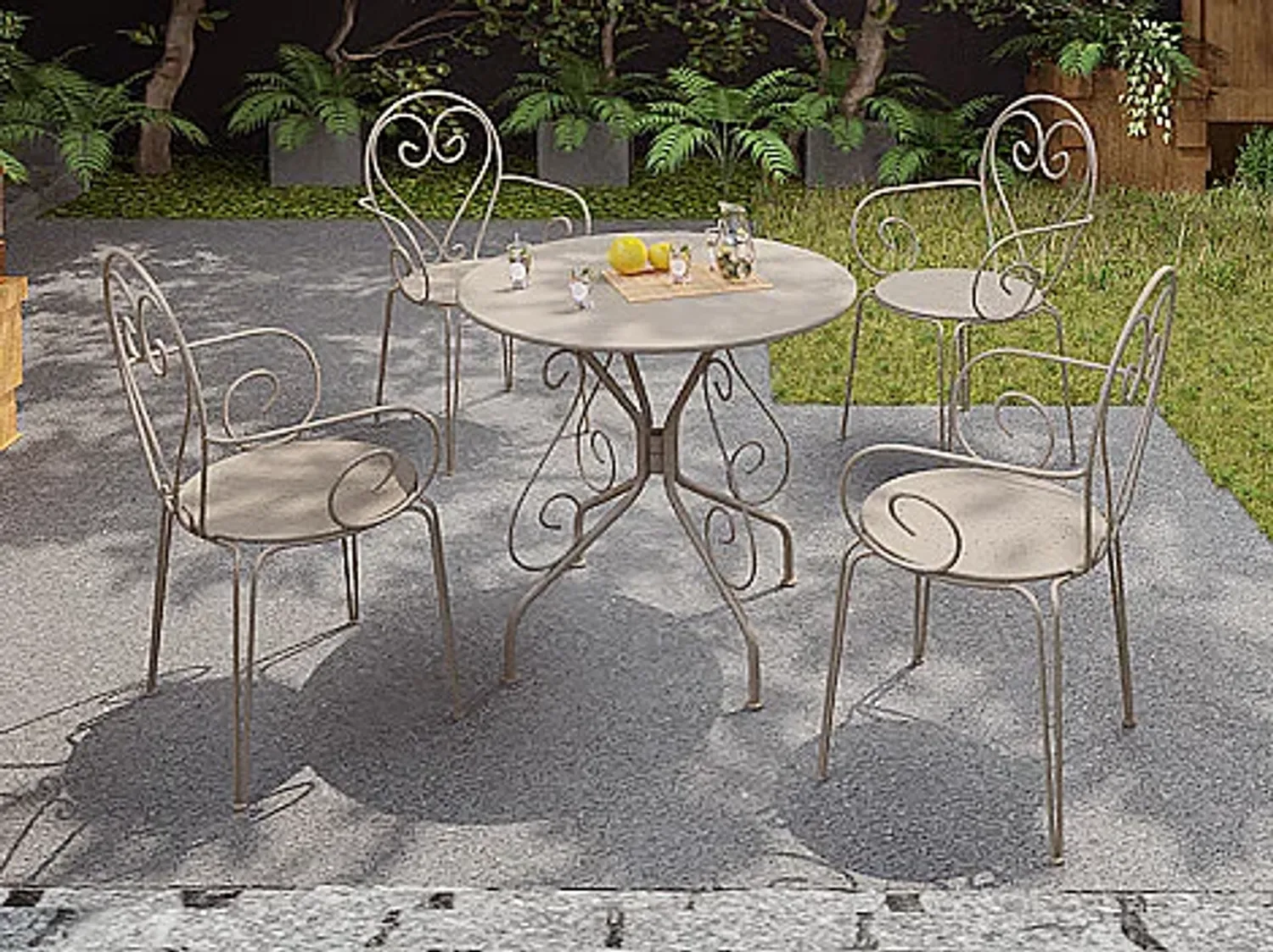 Vente-unique - GUERMANTES Garden dining set Metall Beige - B 52 cm80 cm x H 89 cm71 cm x L 48 cm80 cm Bild 1