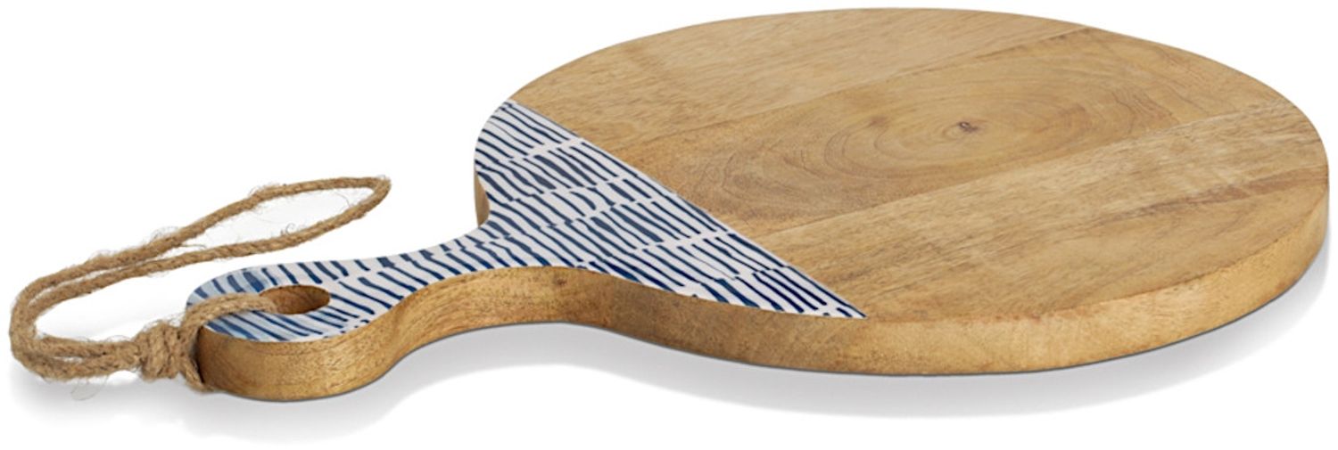 ZELLER 25692 Schneide-/ Servierbrett BLAU mit Griff, Mangoholz, ca. 43 x 30 x 2 cm Bild 1