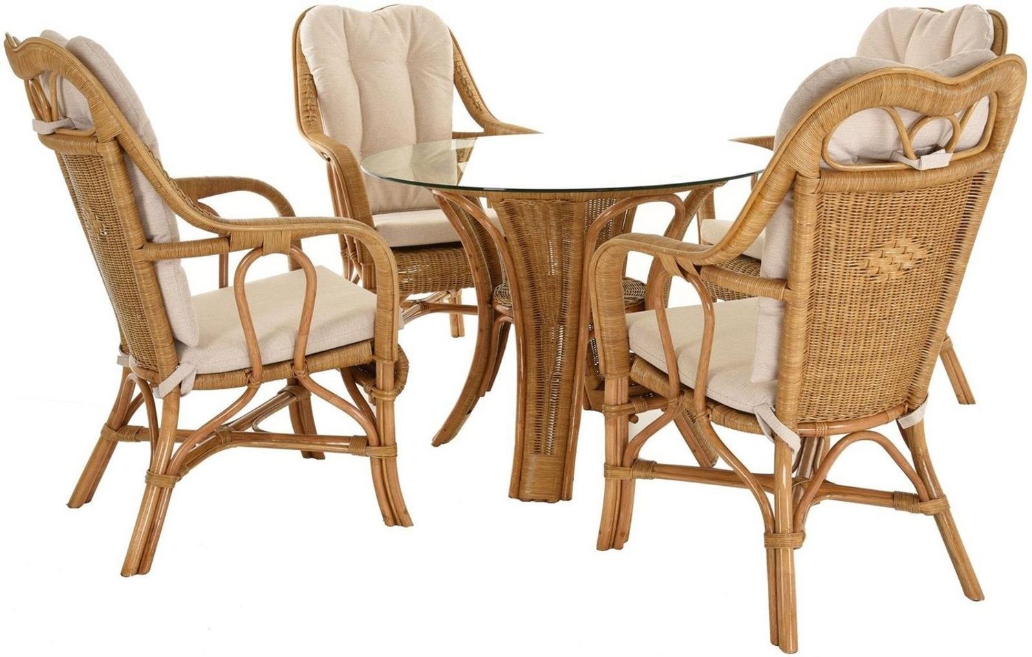 Krines Home Sitzgruppe Rattangruppe Wintergartenset Wintergarten Natur Rattanset Rattanmöbel, (für 4 Personen, 5-teilig) Bild 1