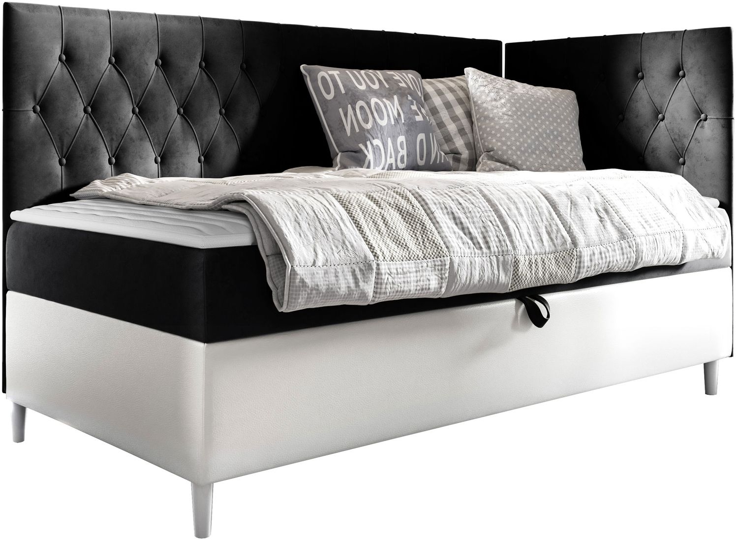 Boxspringbett 'Lenda Junior 3' schwarz 100x200 cm Rechts Bild 1