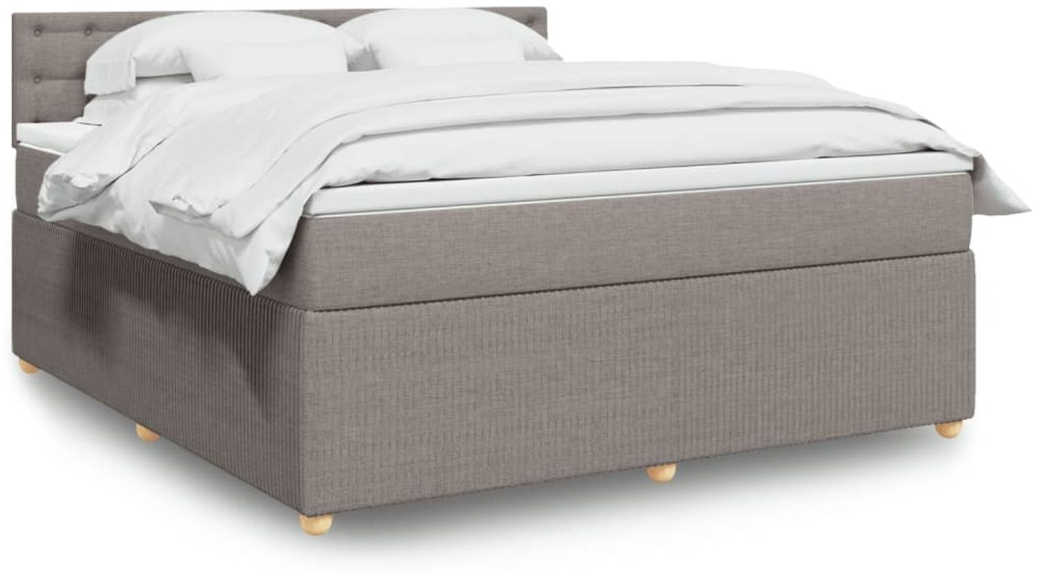 vidaXL Boxspringbett mit Matratze Taupe 180x200 cm Stoff 3287553 Bild 1