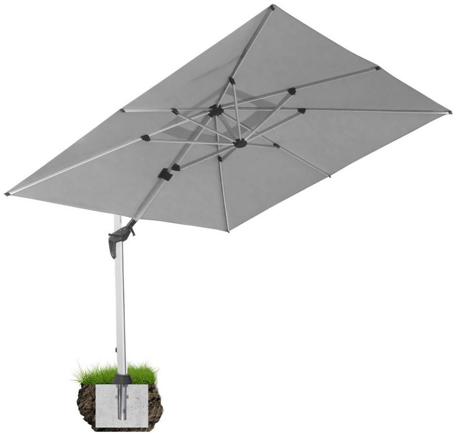 anndora-sonnenschirm Ampelschirm aus Aluminium Marktschirm mit Kurbelmechanik, LxB: 400,00x300,00 cm, mit Bodenanker, Winddach - 360° drehbar - witterungsbeständiger Stoff Bild 1