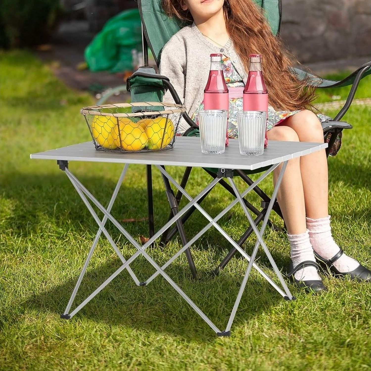 Woltu Campingtisch, Alu Campingtisch mit Tragetasche 56x46 cm Bild 1