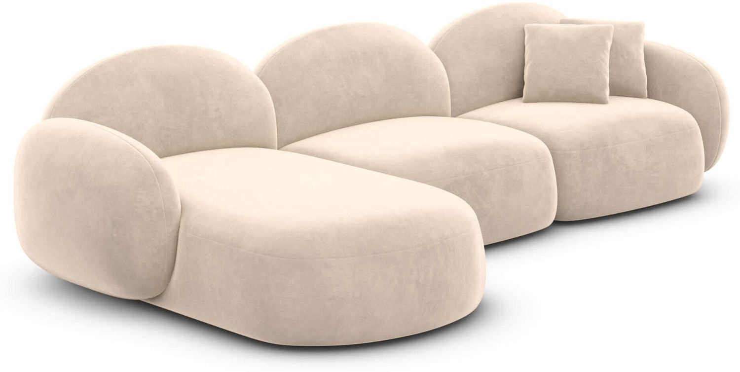 Couch Mirello L Form in Samtstoff - Samtstoff - creme - Links Bild 1