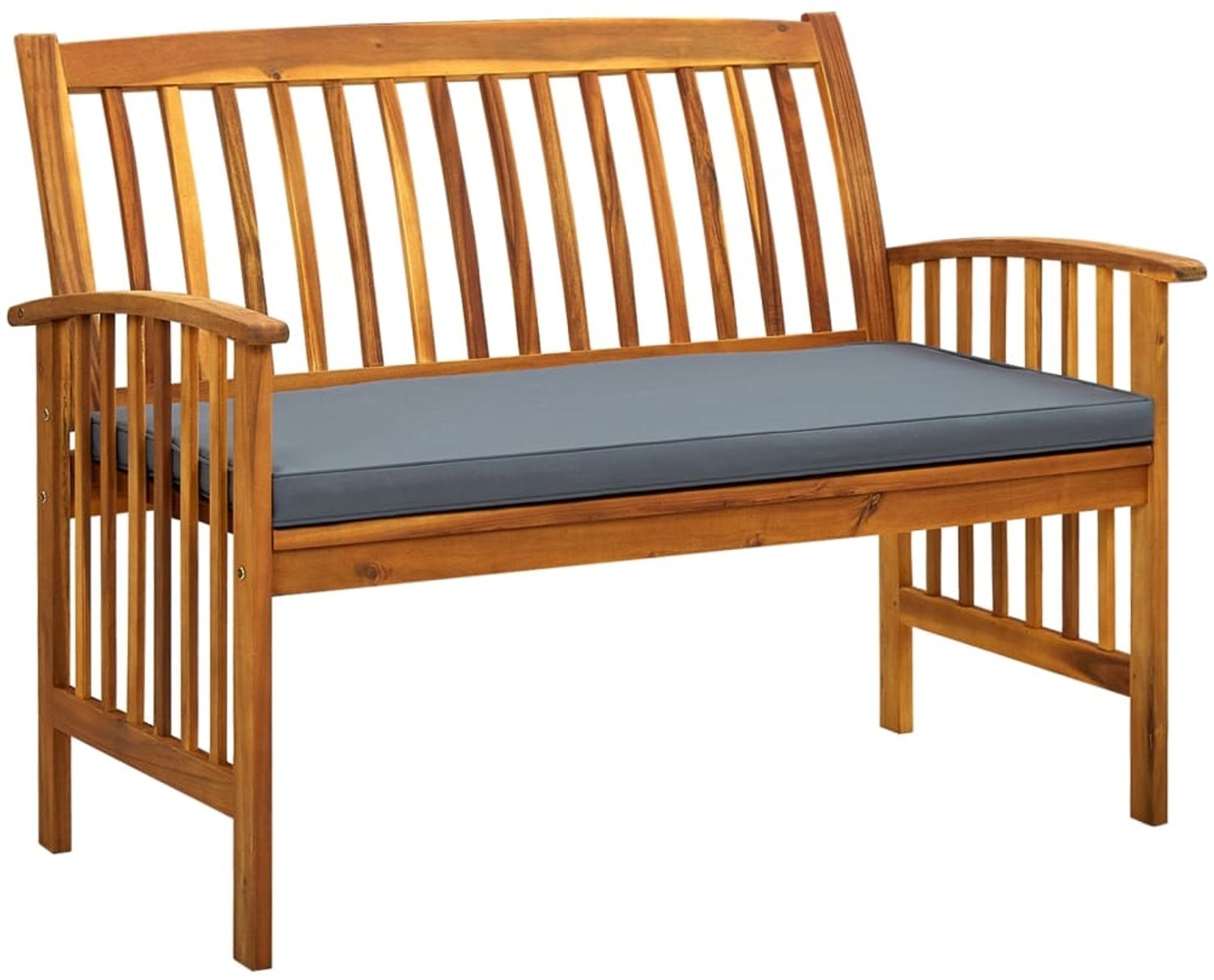 vidaXL Gartenbank mit Kissen, Massivholz Akazie braun / grau, 119 x 64 x 90 cm Bild 1
