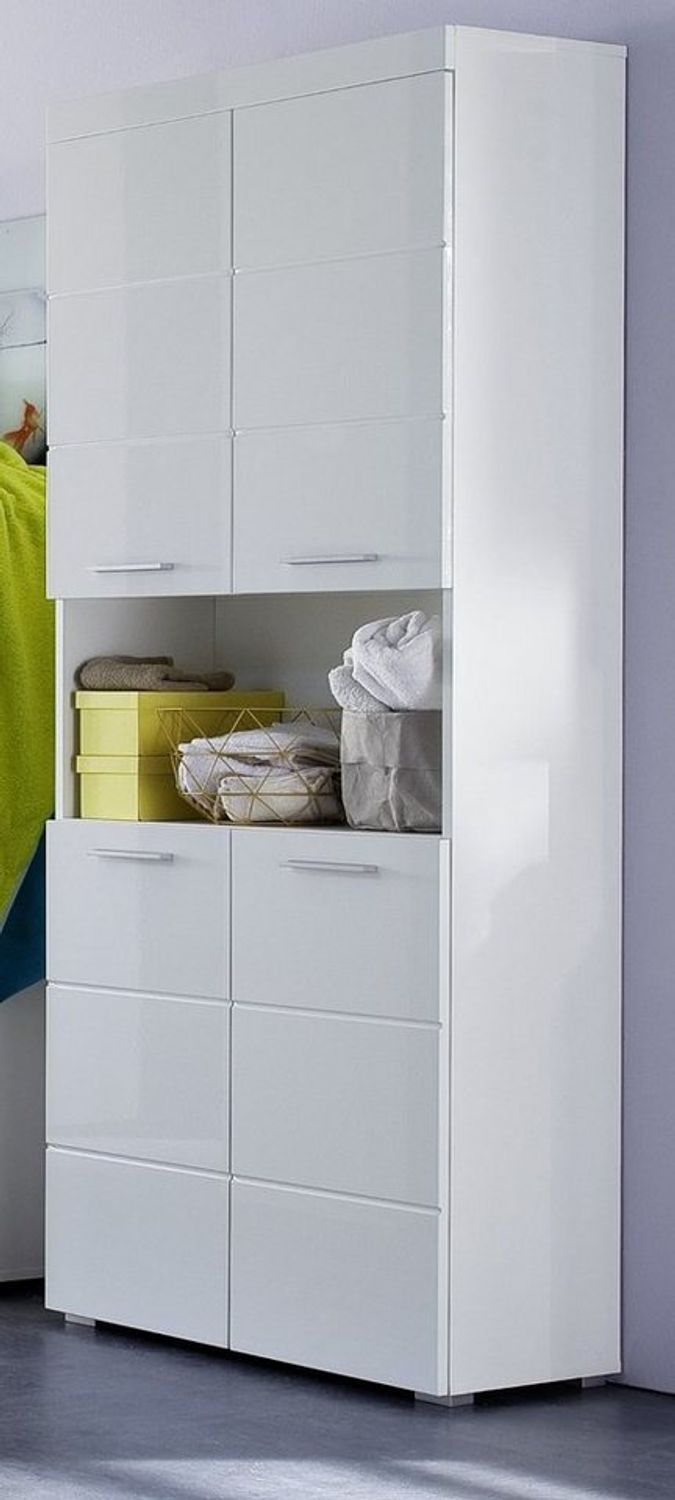 trendteam Hochschrank Amanda (Badschrank / Mehrzweckschrank in weiß, 4-türig) 8 Fächer Bild 1