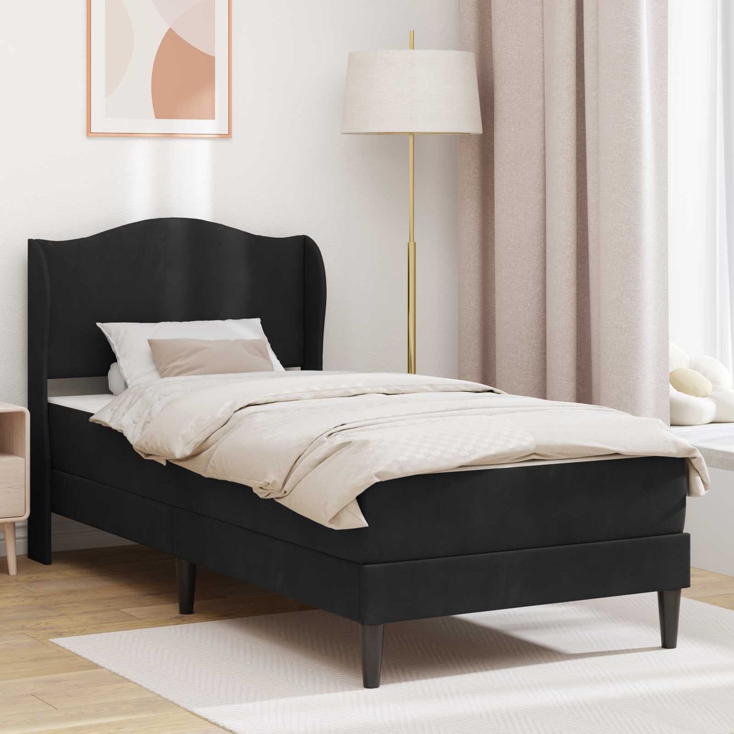vidaXL Bettrahmen mit Kopfteil Schwarz 80 x 200 cm Samt 3415170 Bild 1