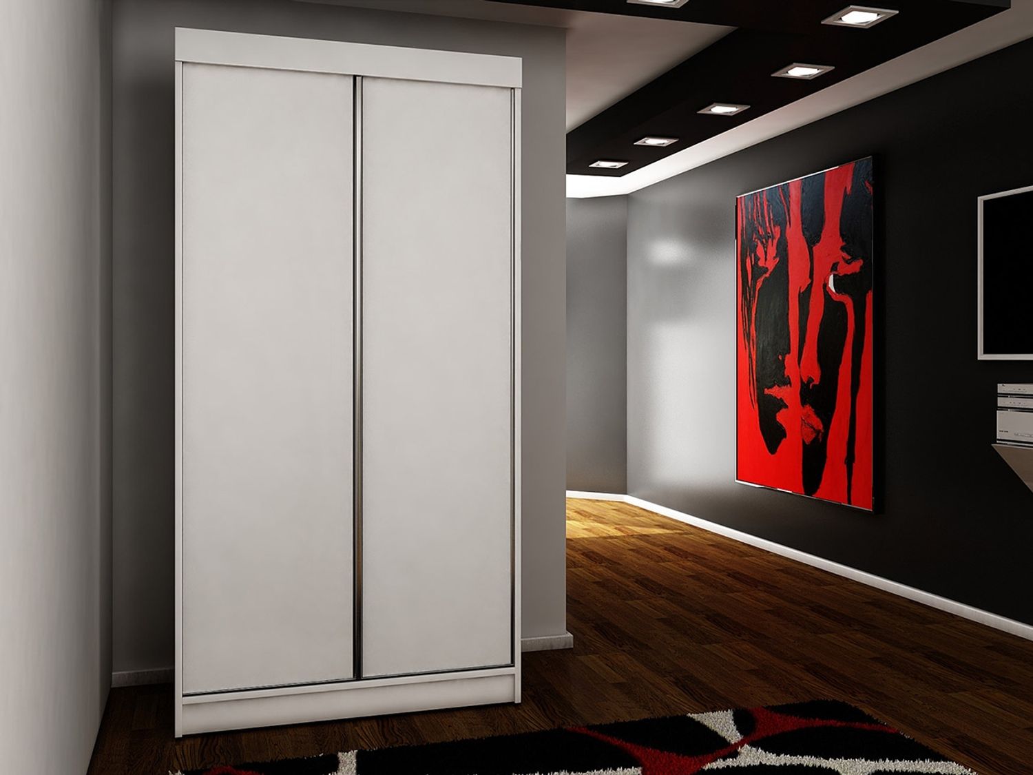 Kleiderschrank Toplo 25/100, mit Blauer LED Beleuchtung, Farbe: Weiß Bild 1