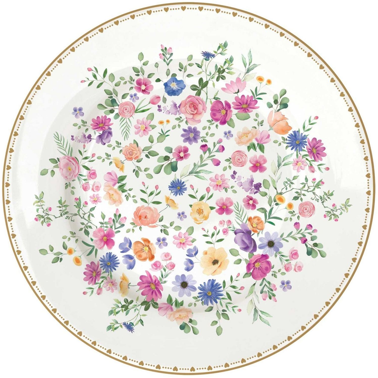 EasyLife Kuchenteller Mon Amour, Spülmaschinengeeignet, Mehrfarbig, Herzen & Blumen, H: 2cm Bild 1