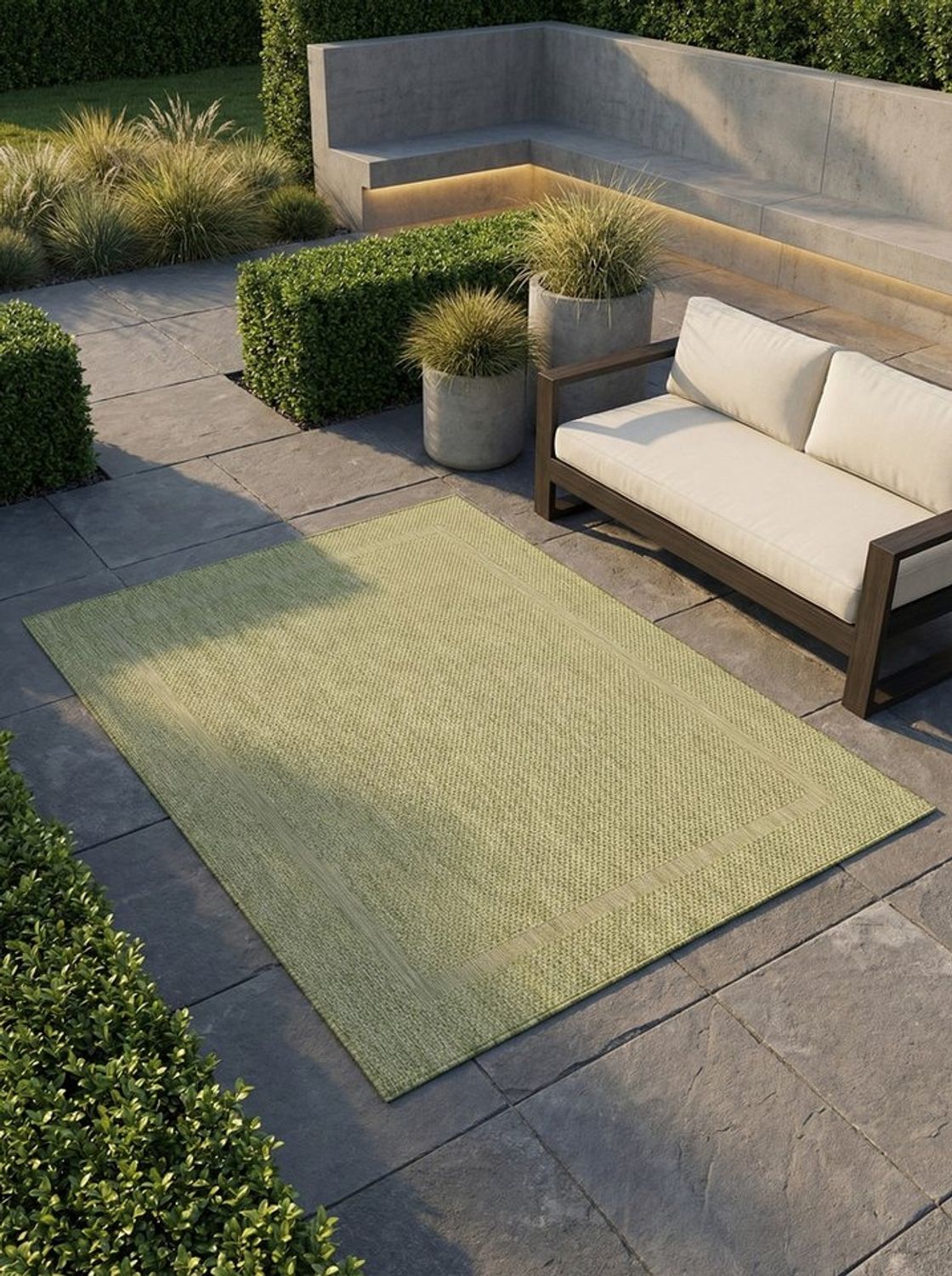 KADIMA DESIGN Outdoorteppich ALSTER Wetterfest UV-Beständig Balkon Waschbar Strapazierfähig Uni, Läufer, Höhe: 3 mm, Grün, 60x100 cm, Balkonteppich Fußbodenheizung Waschbar Bild 1