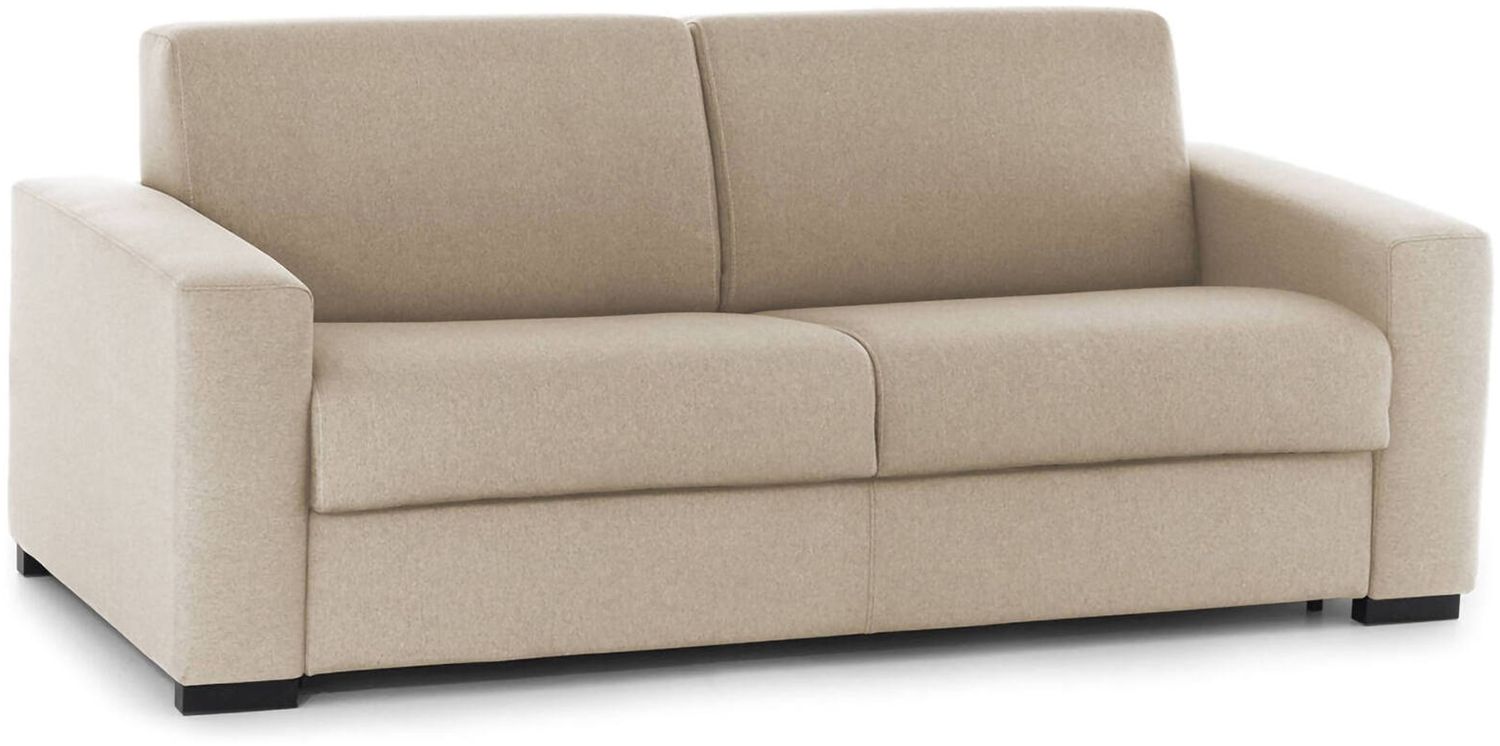 Dmora 3-Sitzer festes Sofa Ayta, Wohnzimmersofa aus gepolstertem Stoff, mit Standardarmlehnen, 100 % Made in Italy, 220 x 95 x 90 cm, Beige Bild 1