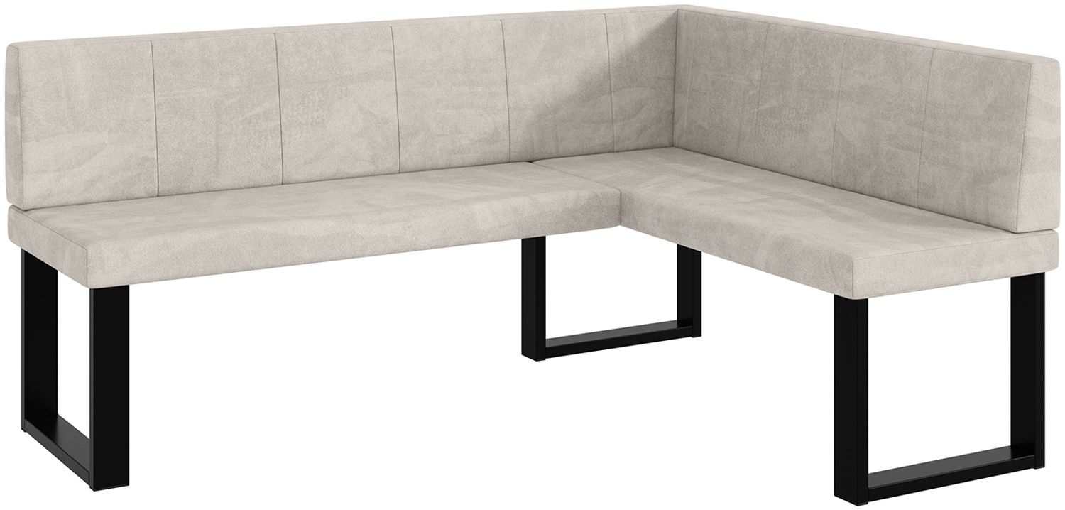 MEBLINI Eckbank für Esszimmer - Küchenbank - Essecke - Sitzecke Küche - PETER - U-Beine 128x168x87cm Rechts - Beige Samt Bild 1