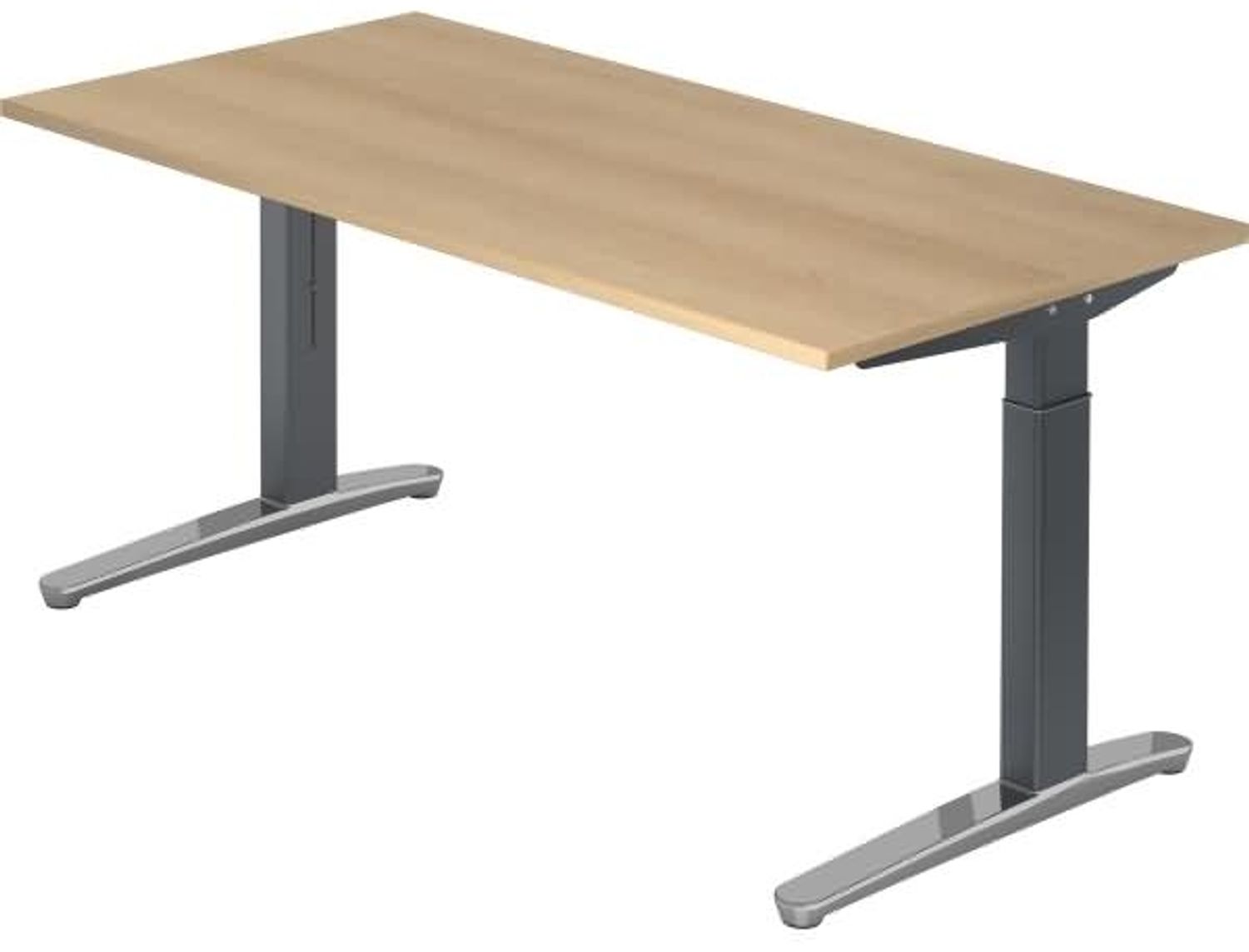 'XB16' Schreibtisch, C-Fuß, poliert, 160x80 cm, Eiche / Graphit Bild 1