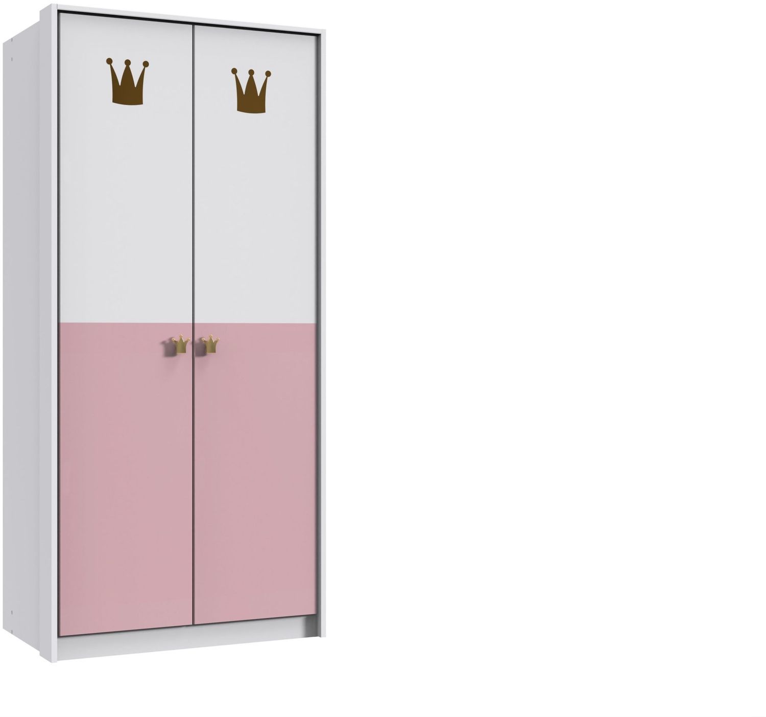 Kleiderschrank Cindy in Weiß und Rosa - Drehtürenschrank oder Schwebetürenschrank in verschiedenen Varianten wählbar - Kleiderschrank 2 türig Bild 1