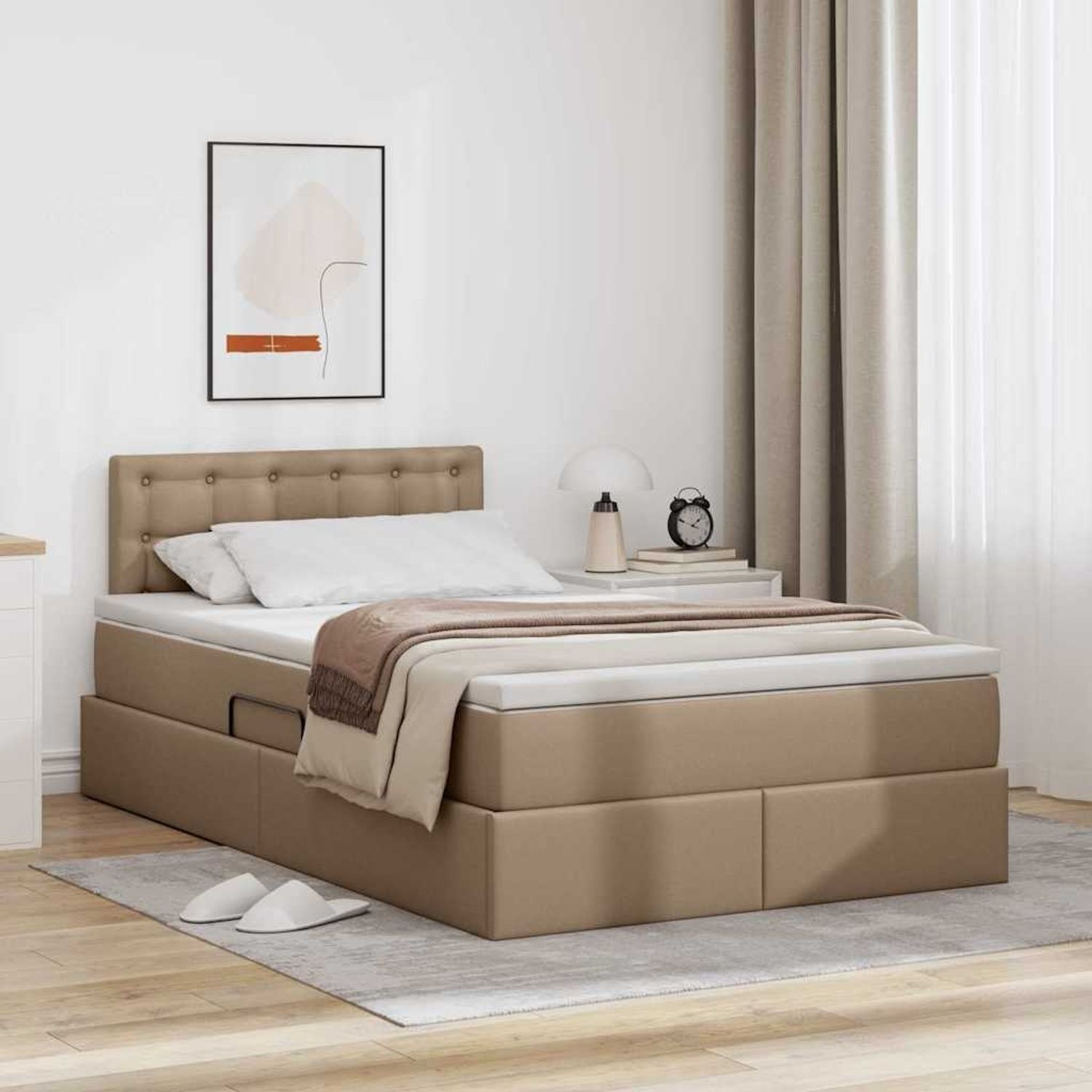 vidaXL Bett mit Stauraum und LED Cappuccino 120 x 200 cm Kunstleder 3371028 Bild 1