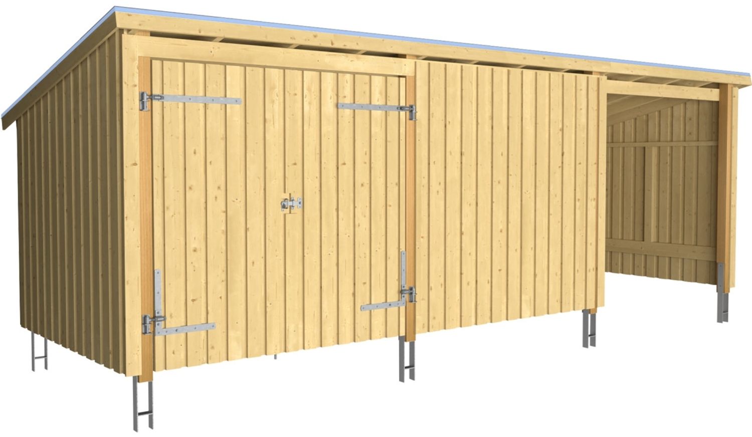 Plus Gartenhaus Nordic Multi 619 x 208 cm natur mit Doppeltür, H-Anker Bild 1