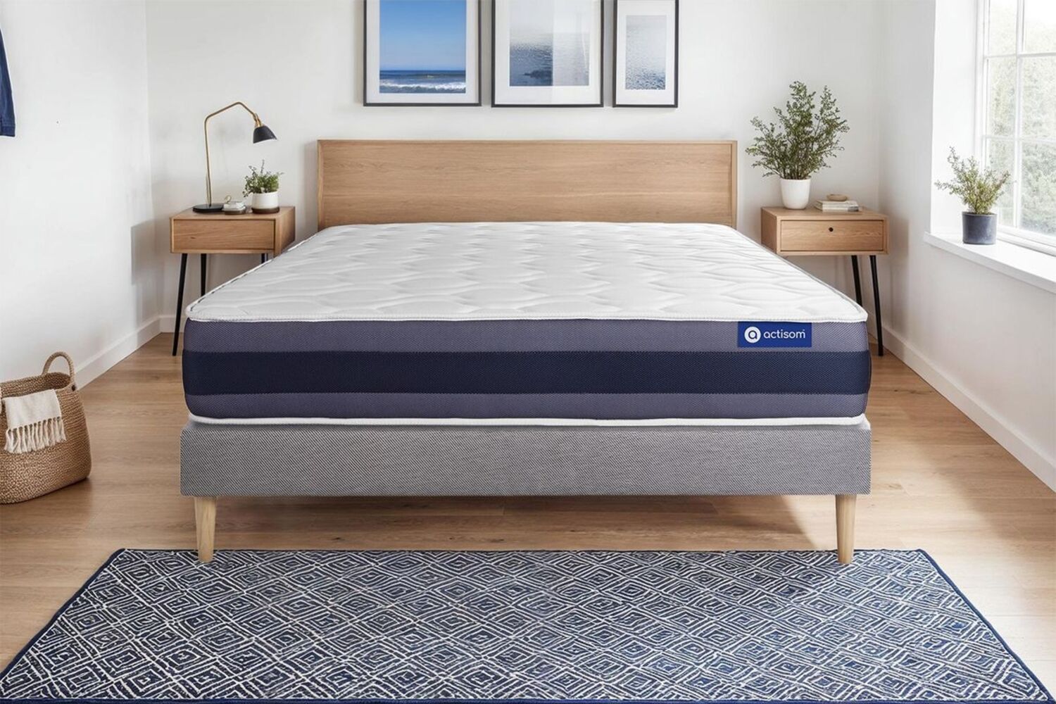 Actiflex morpho matratze 150x195 cm + Bettgestell mit lattenrost - Dicke : 24cm - Taschenfederkern und Memory-schaum - H3 Bild 1