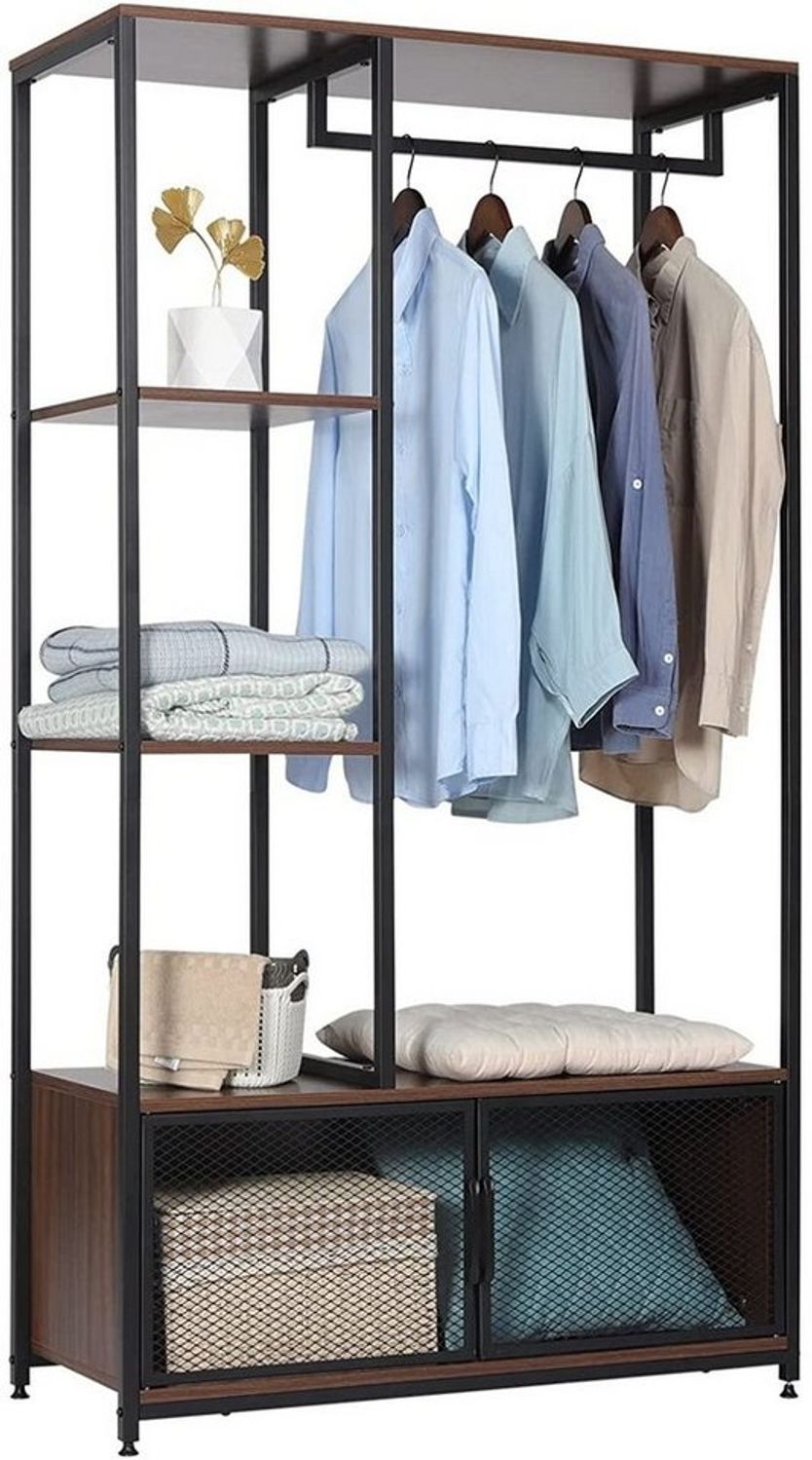 Woltu Garderobenständer, (1 St), mit Lagerschrank, aus Holz und Metall Bild 1