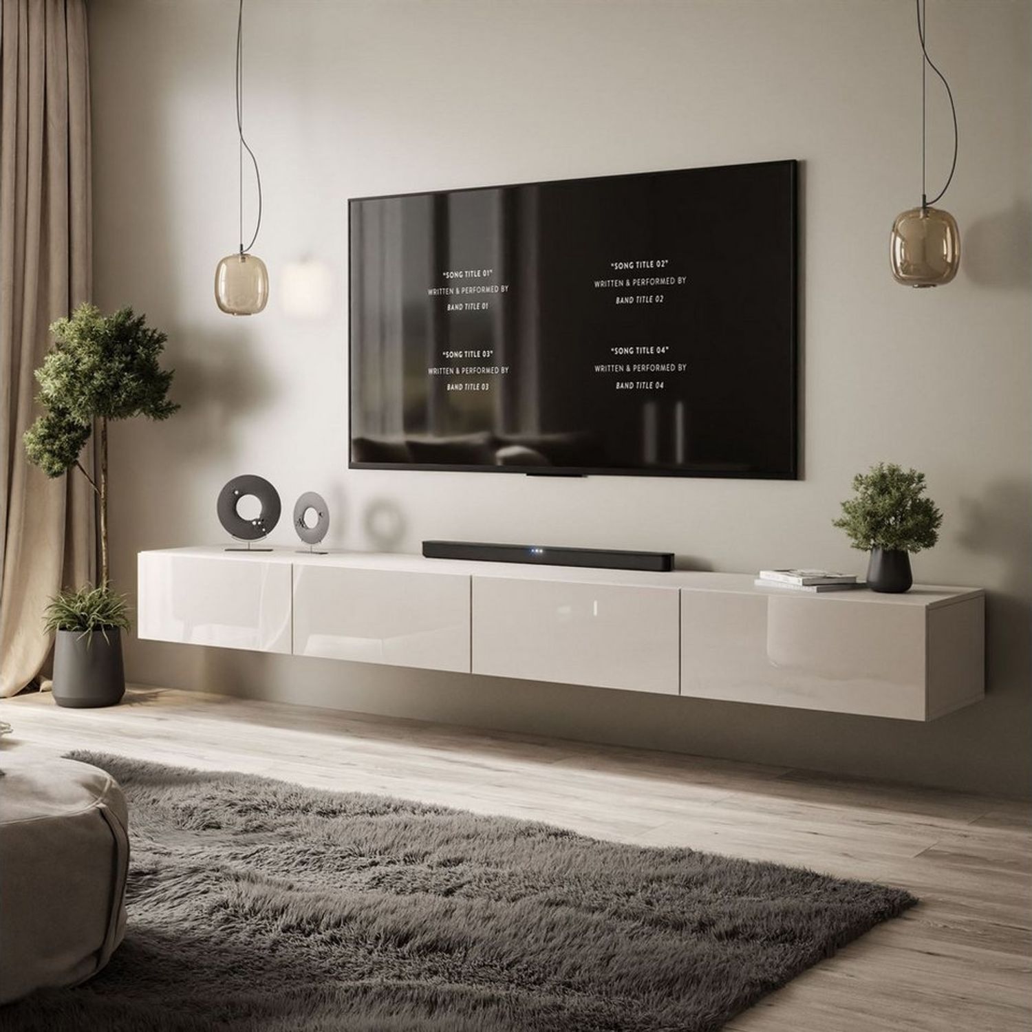 Lookway TV-Schrank CARMEN 250 cm Elegant Hängender TV Lowboard aus Hochglanz Bild 1