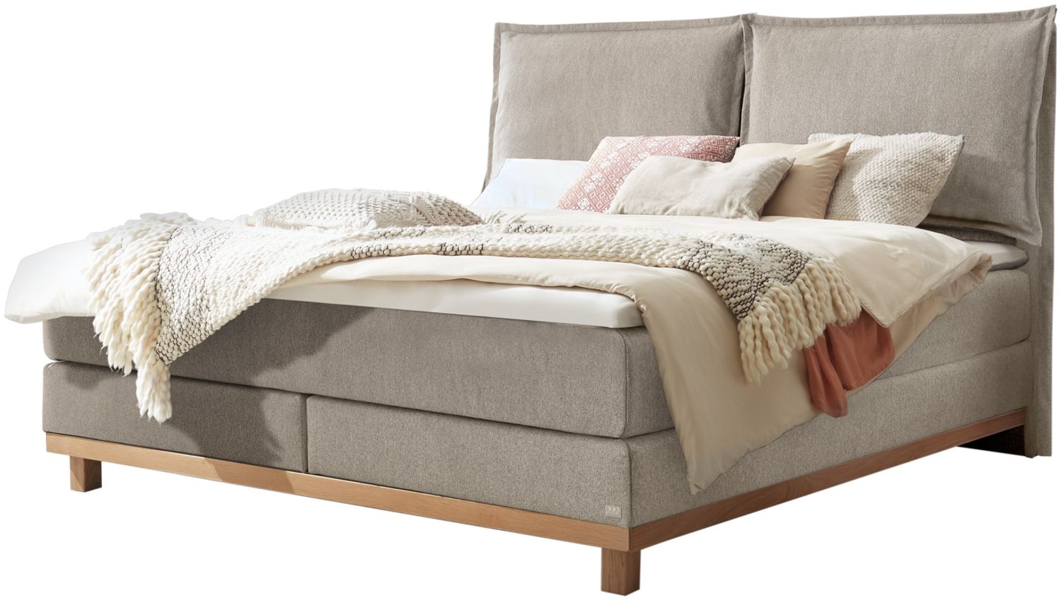 Zamora Boxspringbett grau Eiche MassivholzPolyester/Polyamid/Viskose 203cm x 172cm x 128cm Bild 1