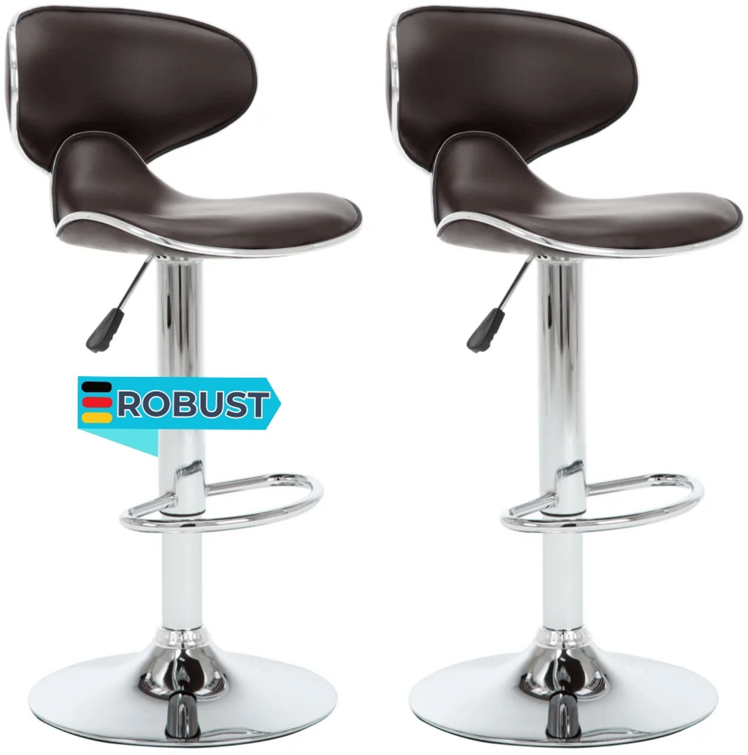 Barhocker SUPRI höhenverstellbar 2er Set Braun Kunstleder | Barstühle drehbar Küchenhocker Thekenhocker für Küche Hausbar Bild 1