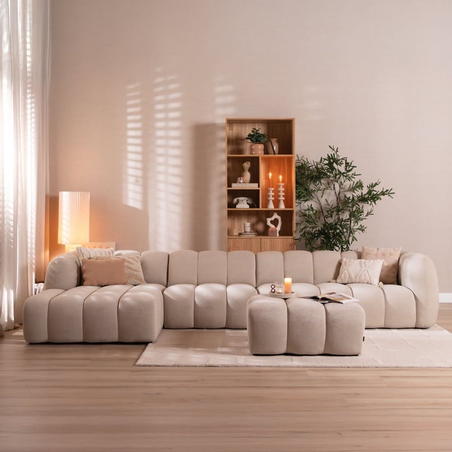 Bronx71 Ecksofa Luca XL Chenille Beige links Bild 1