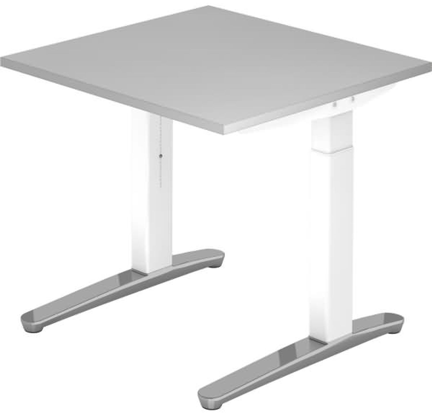 'XB08' Schreibtisch C-Fuß 80x80 cm Grau/Weiß, poliert Bild 1