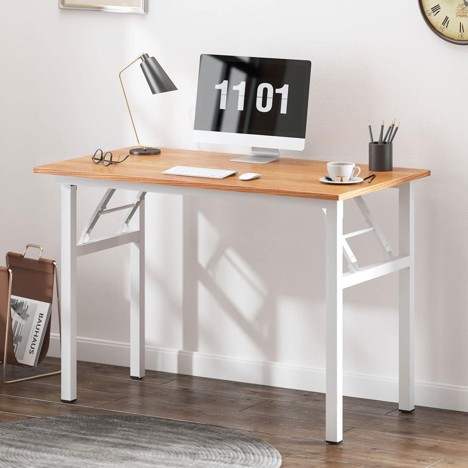Klapptisch Computertisch 100x60x75 cm Schreibtisch Büro Home Office Teak Bild 1