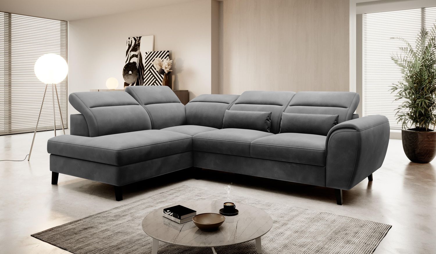 Wohnideebilder Noble Dunkelgrau Ecksofas & Eckcouches CO-NOB-LT-06LO Bild 1