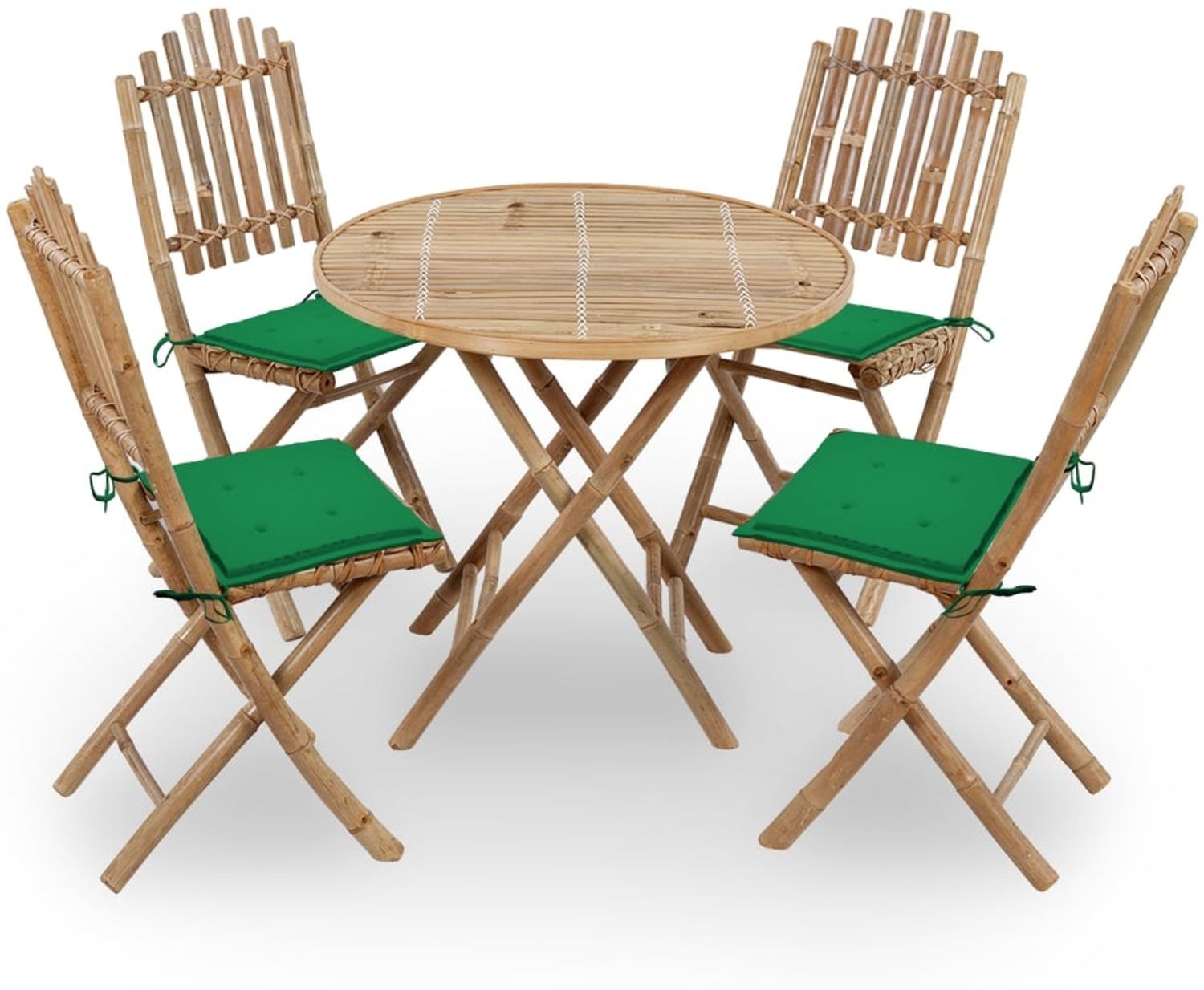vidaXL 5-tlg. Garten-Essgruppe mit Kissen Klappbar Bambus 3063965 Bild 1